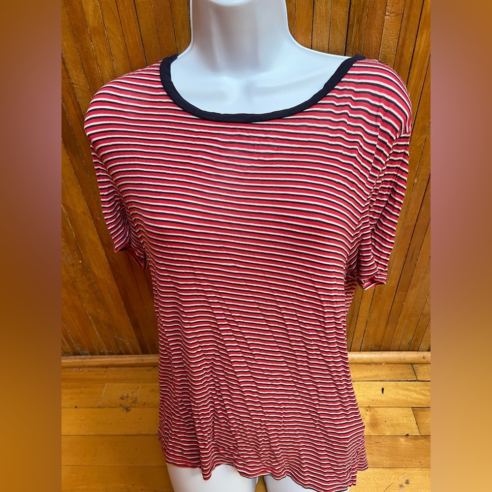American Eagle Outfitters Soft and Sexy Red and White Striped Short Sleeve Tee